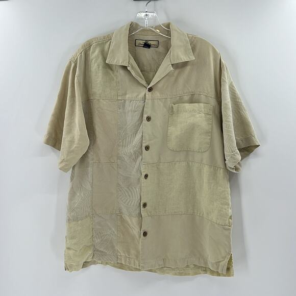 Tommy Bahama Men's Silk Linen SS Button Front Shirt - Yellow - Small - Picture 1 of 6